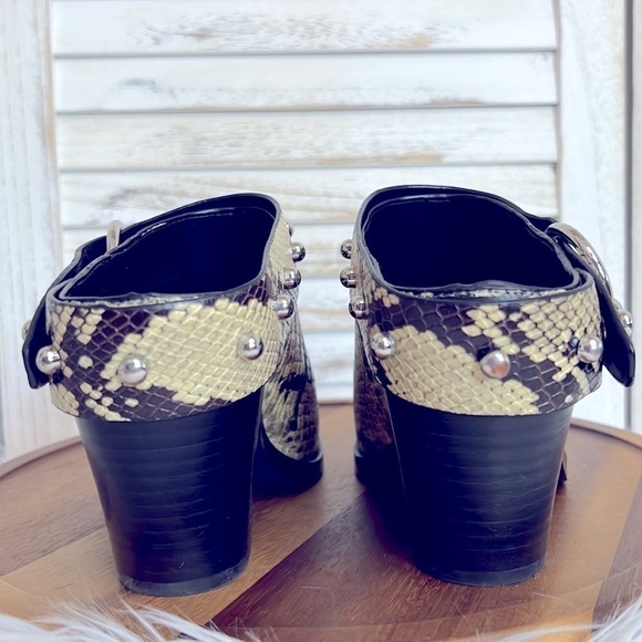 REBECCA MINKOFF l  Harness Silver Studs Snake Bootie Slip-On Mule Clogs - Picture 5 of 10